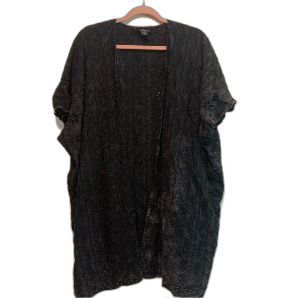 Angie washed charcoal embroidered kimono wrap size medium - Picture 2 of 8